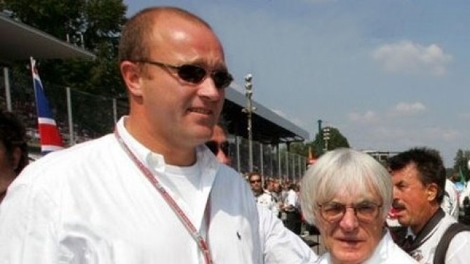 Gerhard Gribkowsky (stanga), alaturi de Bernie Ecclestone, boss-ul Formulei 1 (dreapta)