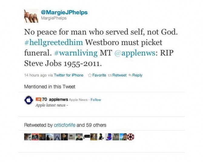Margie J. Phelps, Steve Jobs