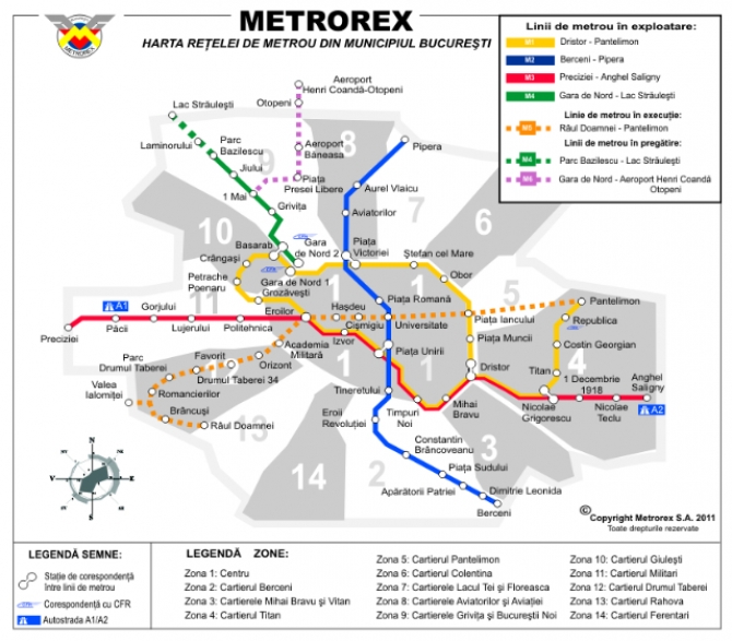Hartă metrou București