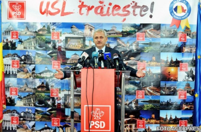 Liviu Dragnea și afișul electoral care a generat disputa dintre Dana Grecu și Codrin Scutaru