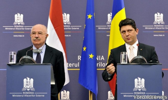 Ministrul român de Externe, Titus Corlățean, și omologul său maghiar, Janos Martonyi