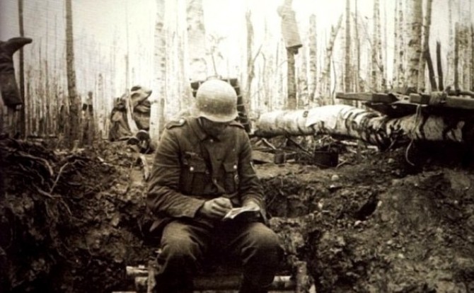 Soldat, front, scrisoare