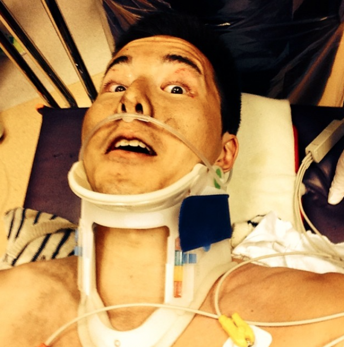 Sasha Eliasson, selfie pe patul de spital
