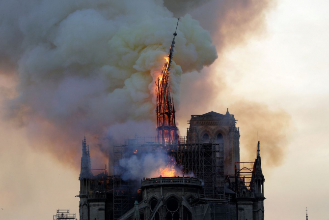 Catedrala Notre Dame în flăcări