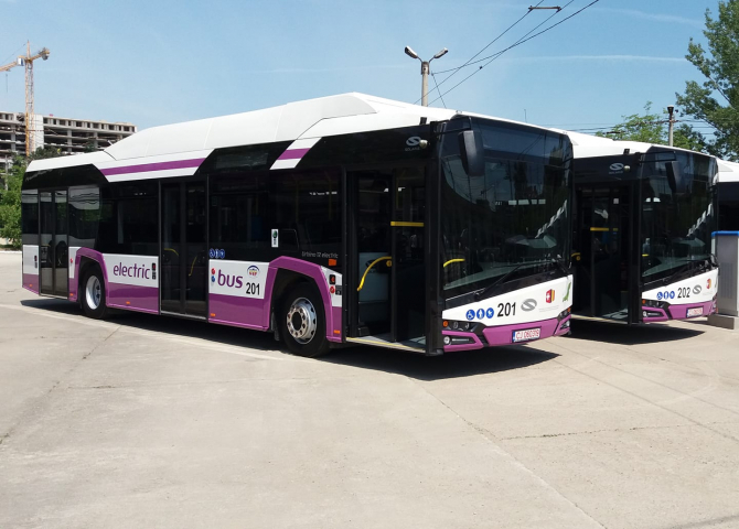 Autobuzele electrice din Cluj.  Fotografie cu caracter ilustrativ
