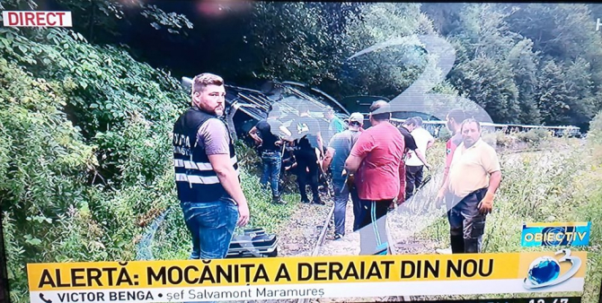 Mocanița a deraiat din nou. Captură Foto Antena 3
