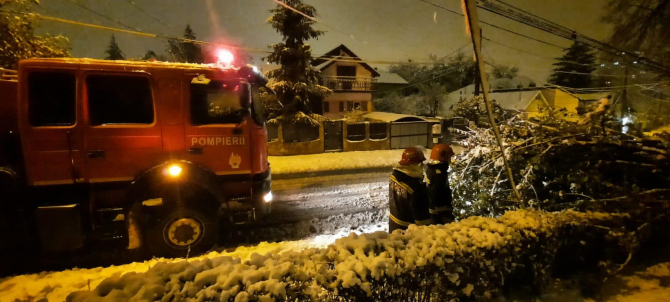 Pompierii intervin în urma ninsorilor. Foto: ISU Tulcea