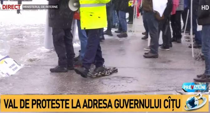 Proteste împotriva Guvernului Cîțu / Captură Antena 3
