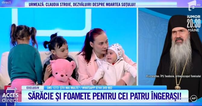 ÎPS Teodosie, intervenție în direct în emisiunea Mirelei Vaida. Gest umanitar pentru o mamă cu 4 copii / Captură Video Acces Direc Antena 1