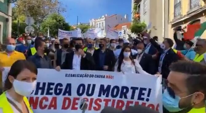 Protest la Lisabona. Mii de oameni au manifestat impotriva interzicerii partidului 'Chega' / Captură Video YouTube ANDRÉ VENTURA PORTUGAL 