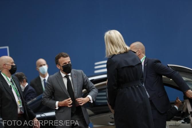 Președintele Franței Emmanuel Macron ajunge la întâlnirea liderilor Uniunii Europene la Bruxelles