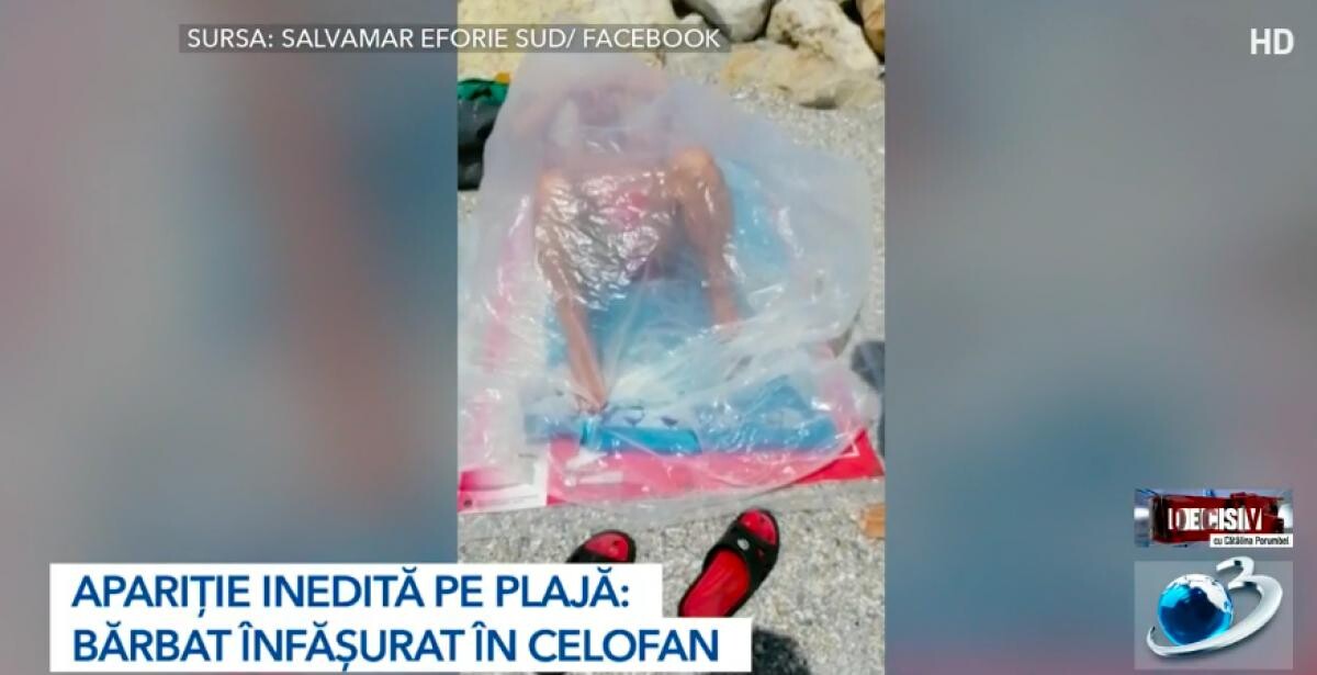 Infinity storage Circumference VIRAL: Un bărbat a făcut plajă într-un sac de celofan, în Eforie Nord.  Explicația | DCNews