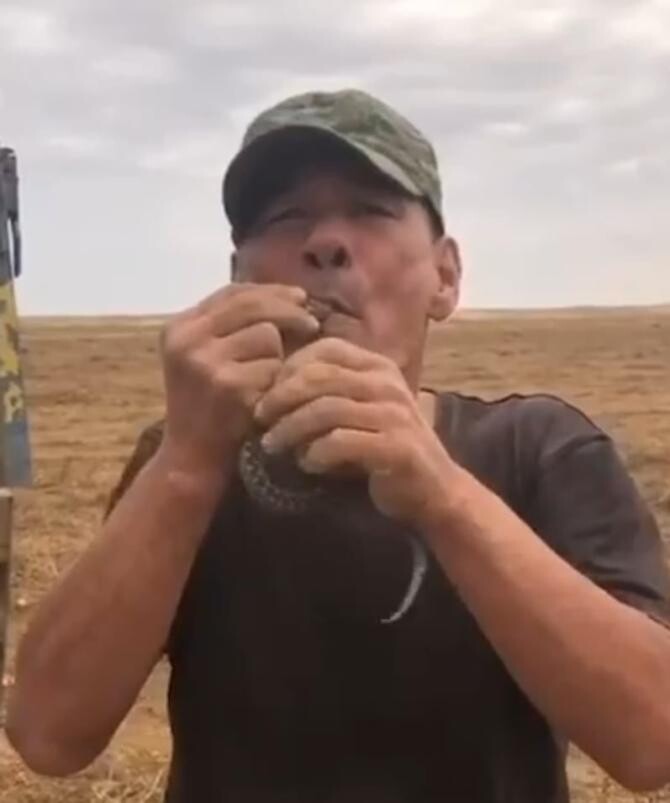 Un fermier din Rusia a murit după ce a încercat să înghită o VIPERĂ / Foto: Captură video The Sun