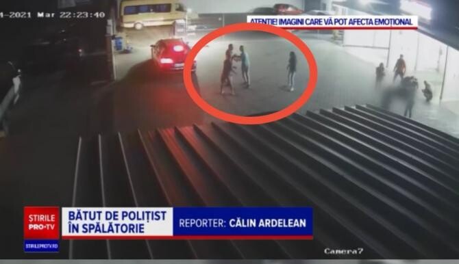 Tânăr, bătut de un POLIȚIST într-o spălătorie auto. „Motivul principal este invidia” / Foto: Captură video PRO TV