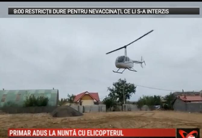 VIDEO - Nuntă cu fast în Dolj. Primarul a ajuns cu elicopterul la petrecere. „Fu mișto!" / Foto: Captură video Realitatea Plus