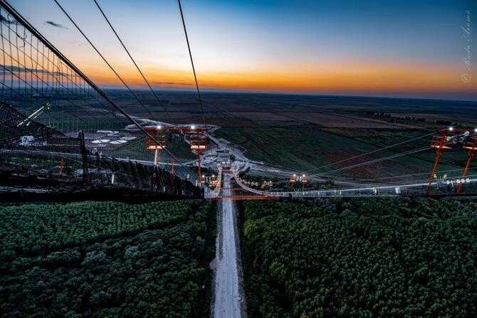Panoramă spectaculoasă din vârful Podului de la Brăila / Foto: Facebook CNAIR