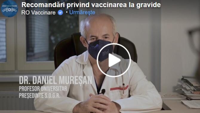 Societatea de Obstetrica și Ginecologie din România (SOGR) recomandă vaccinarea gravidelor - Captura video Ro Vaccinare Facebook