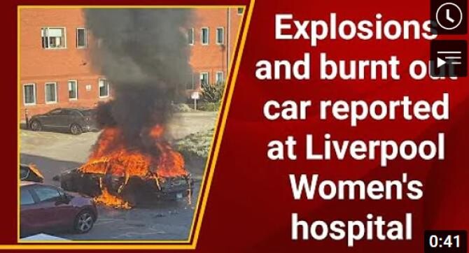 Un vehicul a explodat în faţa unui spital din Liverpool. Poliţia antiteroristă a arestat 3 indivizi - Captură video Nd Bharat National YouTube