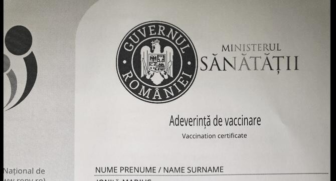 adeverință vaccinare