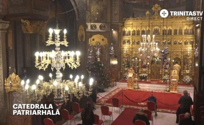 Accesul în interiorul Catedralei Patriarhale la slujbele de Crăciun şi Anul Nou, restricţionat. Programul slujbelor / Foto: Captură video Trinitas TV