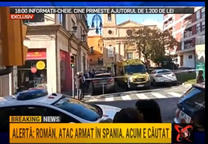 Un român, autorul unui ATAC armat în Spania. Și-ar fi împușcat doi colegi pentru că a fost dat afară de la muncă. A fost rănit și un polițist / Foto: Captură video Realitatea Plus