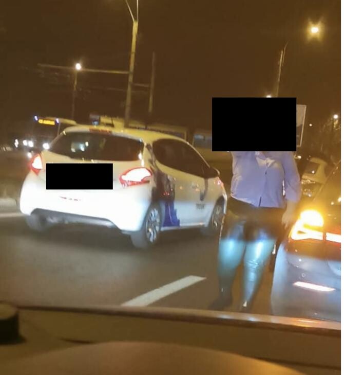 Șofer agresiv în trafic/ Imagine publicată pe un grup dedicat traficului din București  