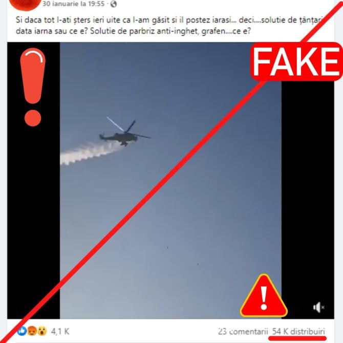 Sars-Cov-2, pulverizat din elicoptere? RO Vaccinare, fake news demontat / Foto: Facebook RO Vaccinare
