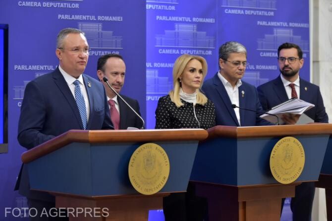 Conferința de presă a liderilor coaliției de guvernare pentru prezentarea pachetului de măsuri de sprijin pentru Romania, la Palatul Parlamentului