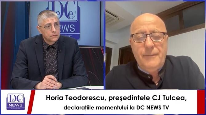 Jurnalistul Val Vâlcu și invitatul său, Președintele CJ Tulcea, Horia Teodorescu