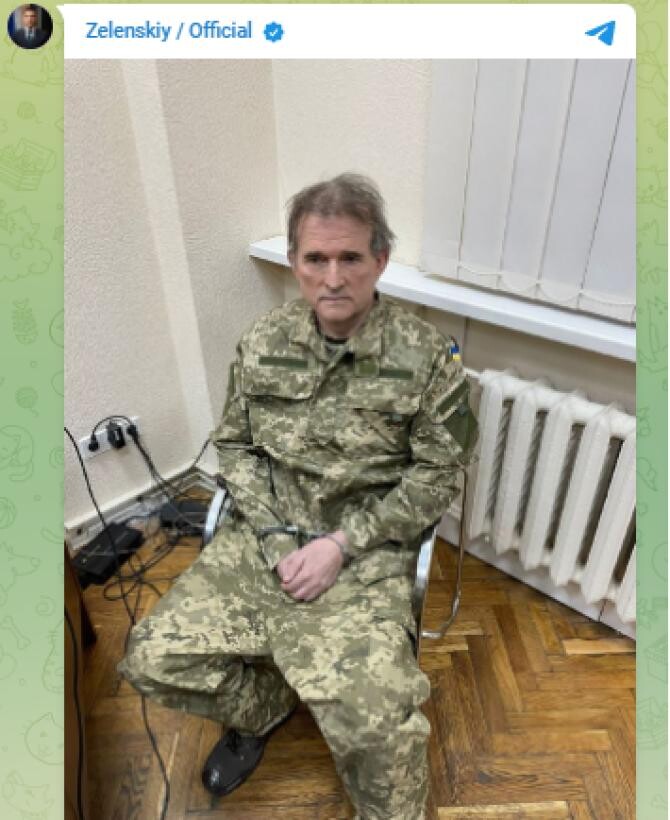 Soția lui Medvedchuk cere ajutorul britanicilor pentru eliberarea oligarhului capturat de ucraineni. Ce le propune la schimb / Captura Telegram Volodimir Zelenski