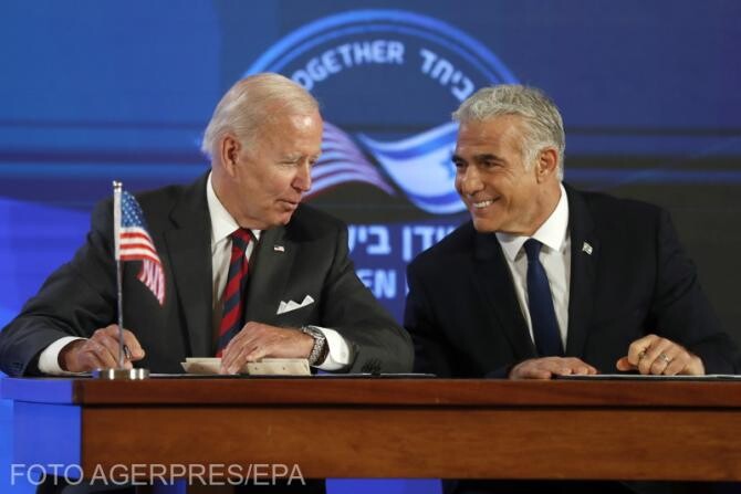 Președintele SUA, Joe Biden alături de Premierul Israelului, Yair Lapid