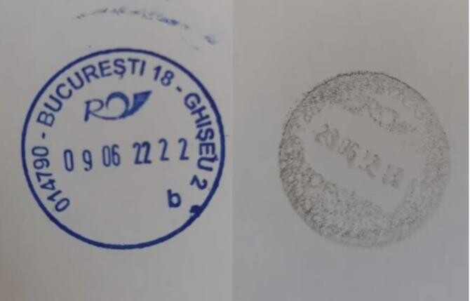 foto ștampile scrisoare Poșta Română