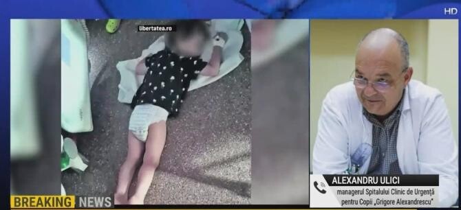 Revoltător, dar se întâmplă în România. Un copil de 3 ani, internat într-un spital, doarme pe podea din cauza căldurii / Foto: Captură video Realitatea Plus