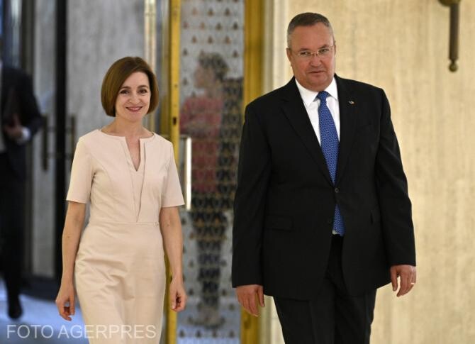 Președintele Republicii Moldova, Maia Sand alături de prim-ministrul Nicolae Ciucă, în cadrul vizitei oficiale