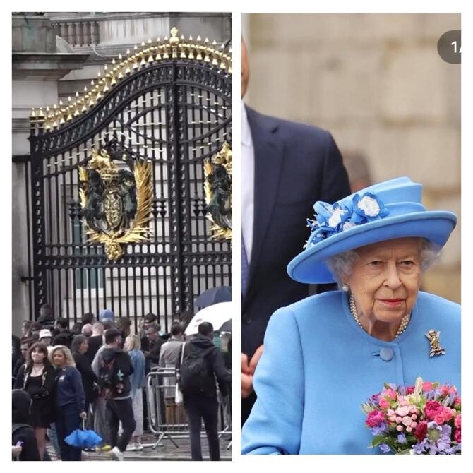 Oamenii plâng în faţa Palatului Buckingham, după anunțul despre Regina Elisabeta a II-a / Foto: Captură video Mirror  / Instagram Royal Family