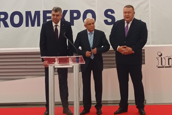 Mihai Daraba, Marcel Ciolacu și Petre Daea la deschiderea INDAGRA 2022