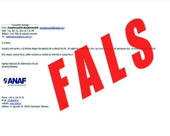 Mesaje false în numele ANAF. Nu deschideți documentul 