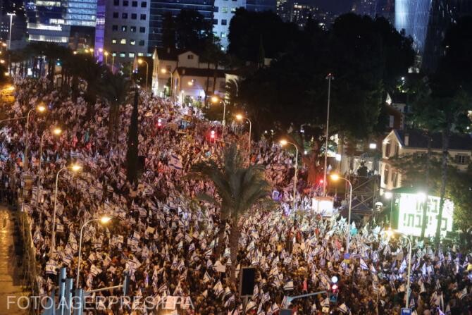 Proteste uriașe în Israel. Mii de oameni au manifestat împotriva lui Netanyahu / Foto: Agerpres