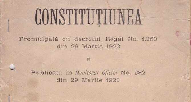 Pe 28 martie 1923, regele Ferdinand I promulga Constituția României de după Primul Război Mondial. A fost apreciată la vremea sa a fi una dintre cele mai democratice legi fundamentale din Europa. 