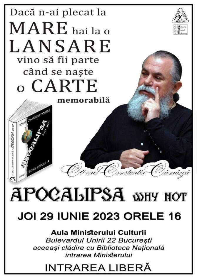 Apocalipsa why not, un nou roman lansat de Cornel Constantin Ciomâzgă, după aproape un deceniu de retragere/ Afiș