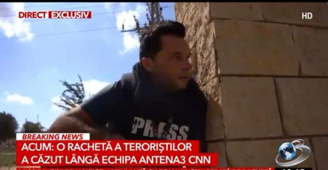 Echipa Antena 3 CNN aflată în Israel, surprinsă de o rachetă. A căzut chiar lângă ei / Foto: Captură video Antena 3 CNN