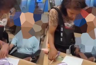 O femeie și-a dus unchiul mort la bancă - într-un scaun cu rotile - și a încercat să-i pună un stilou în mână ca să semneze pentru un împrumut / video viral